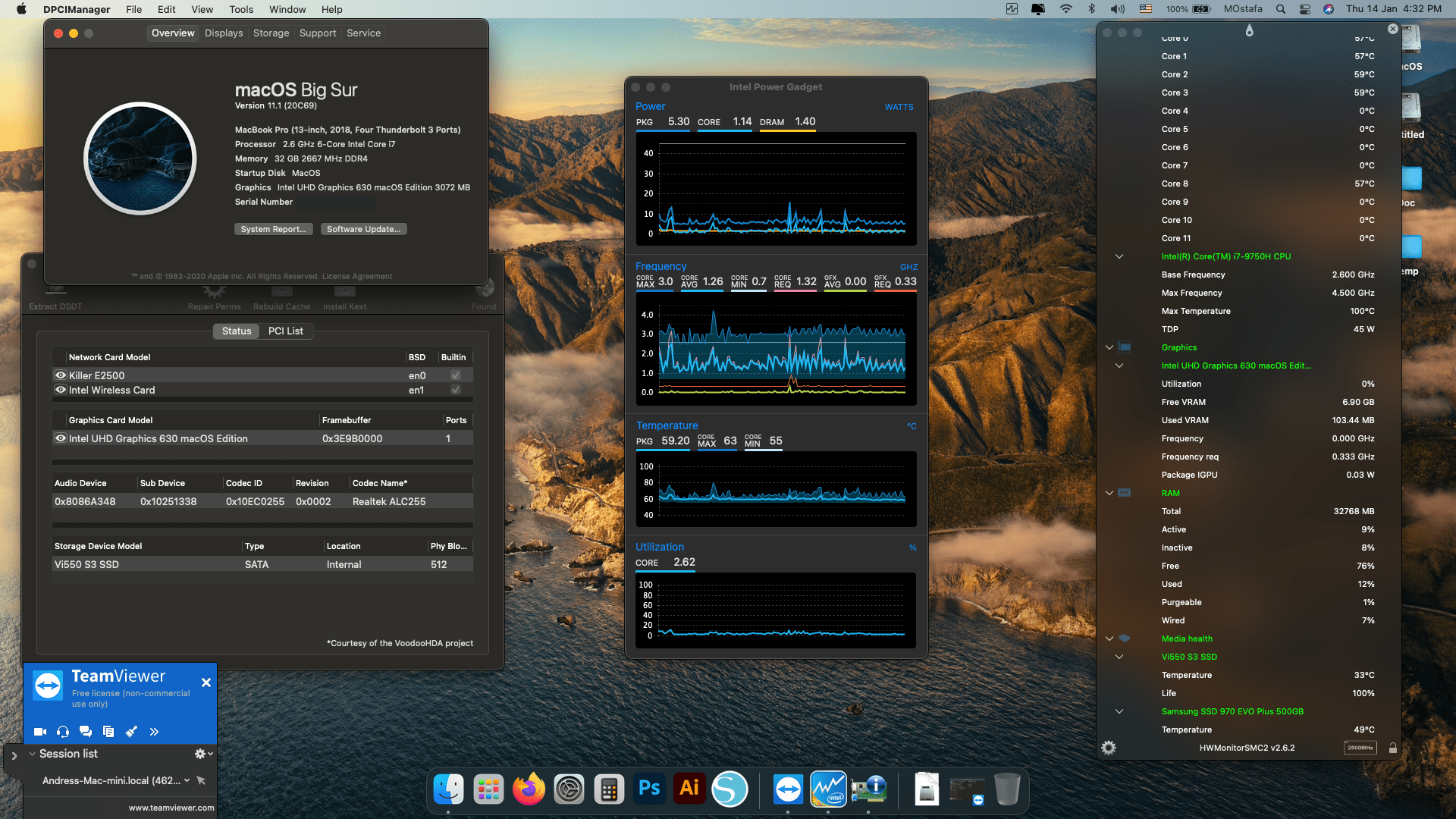 Success Hackintosh macOS Big Sur 11.1 Build 20C69 in Acer Nitro 7 AN715-51